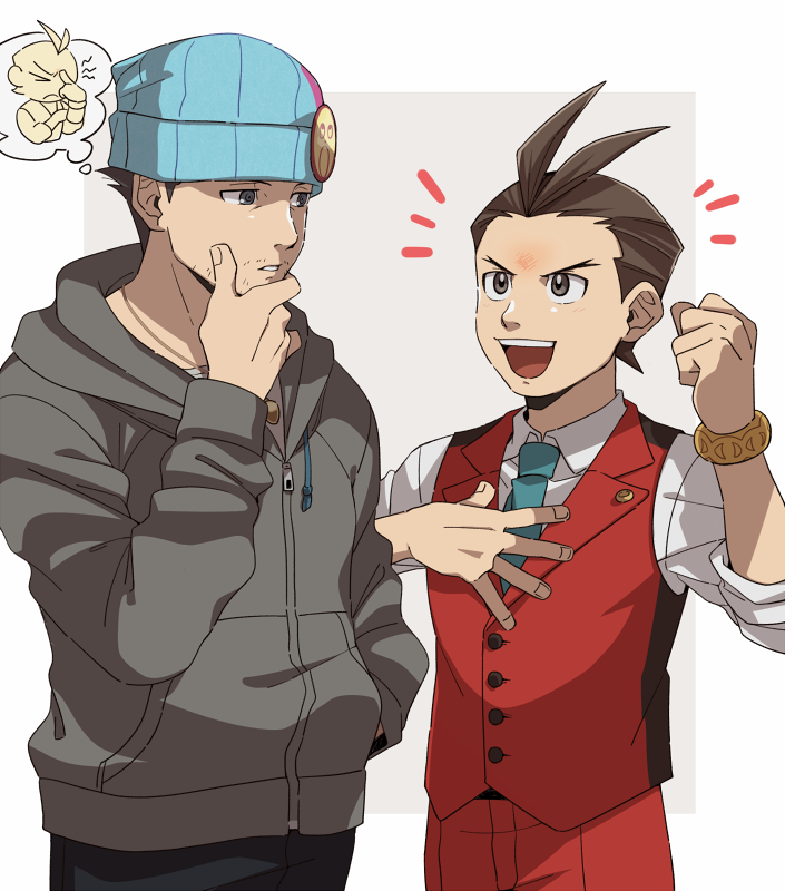 phoenix wright and apollo justice (ace attorney and 1 more) drawn by wahootarou