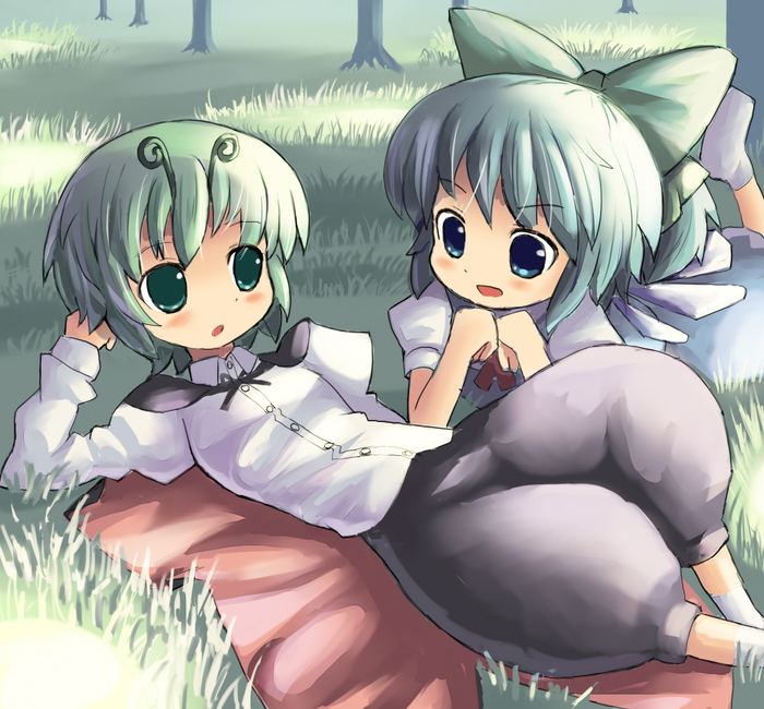 cirno and wriggle nightbug (touhou) drawn by hakkotsu_shitai
