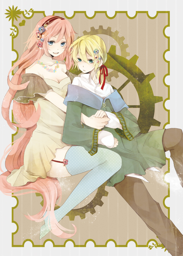kagamine len and megurine luka (vocaloid) drawn by ichinose_(sorario)