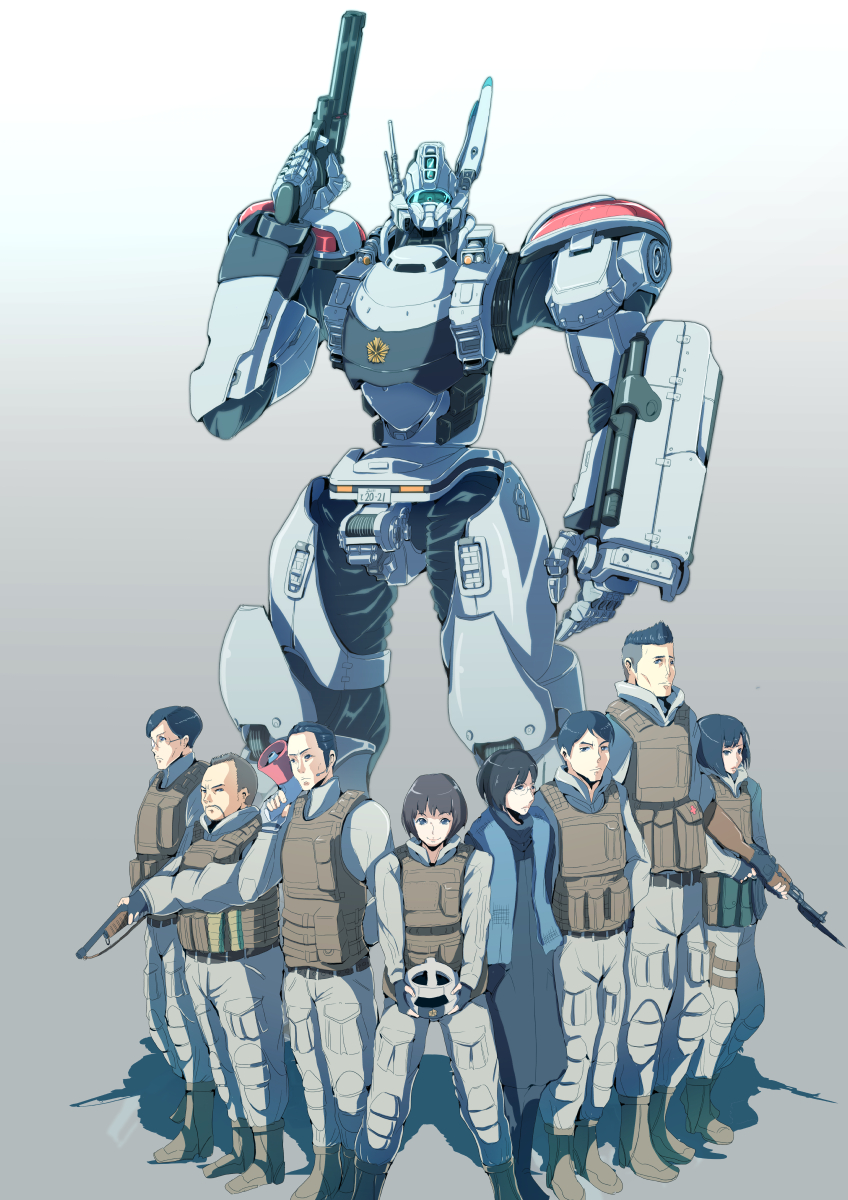shiba shigeo, ekaterina krachevna kankaeva, shiobara yuuma, gotouda keiji, mikiya shinji, and 3 more (kidou keisatsu patlabor and 1 more) drawn by sakusakusakurai