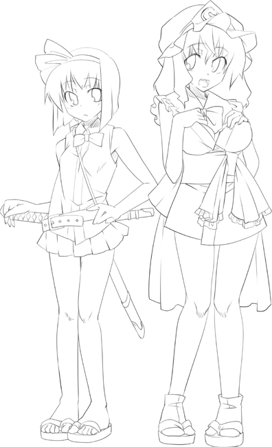 konpaku youmu and saigyouji yuyuko (touhou) drawn by gengorou