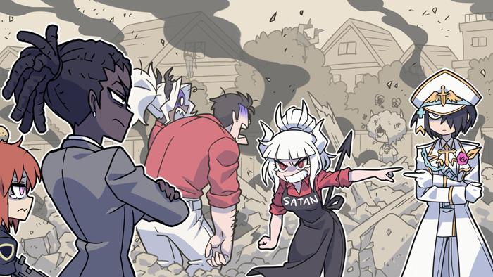 lucifer, helltaker, judgement, malina, zdrada, and 4 more (helltaker) drawn by kyo-hei_(kyouhei)