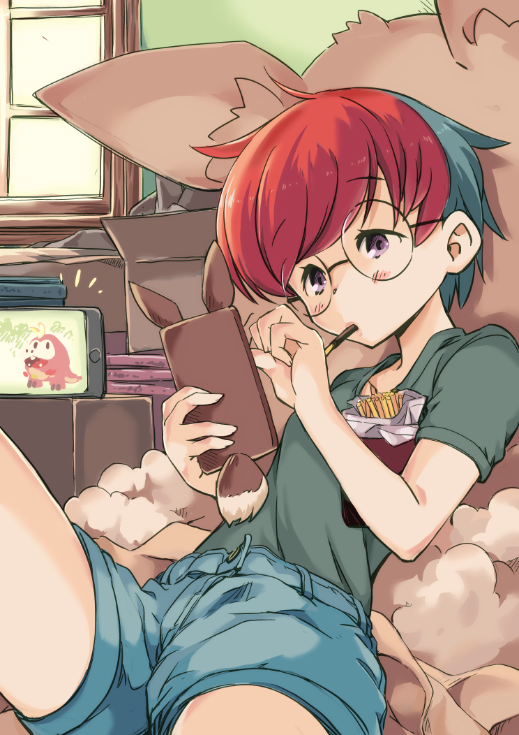 eevee, penny, and fuecoco (pokemon and 1 more) drawn by naruse_yasuhiro