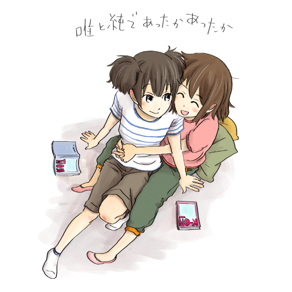 hirasawa yui and suzuki jun (k-on!) drawn by bonjin
