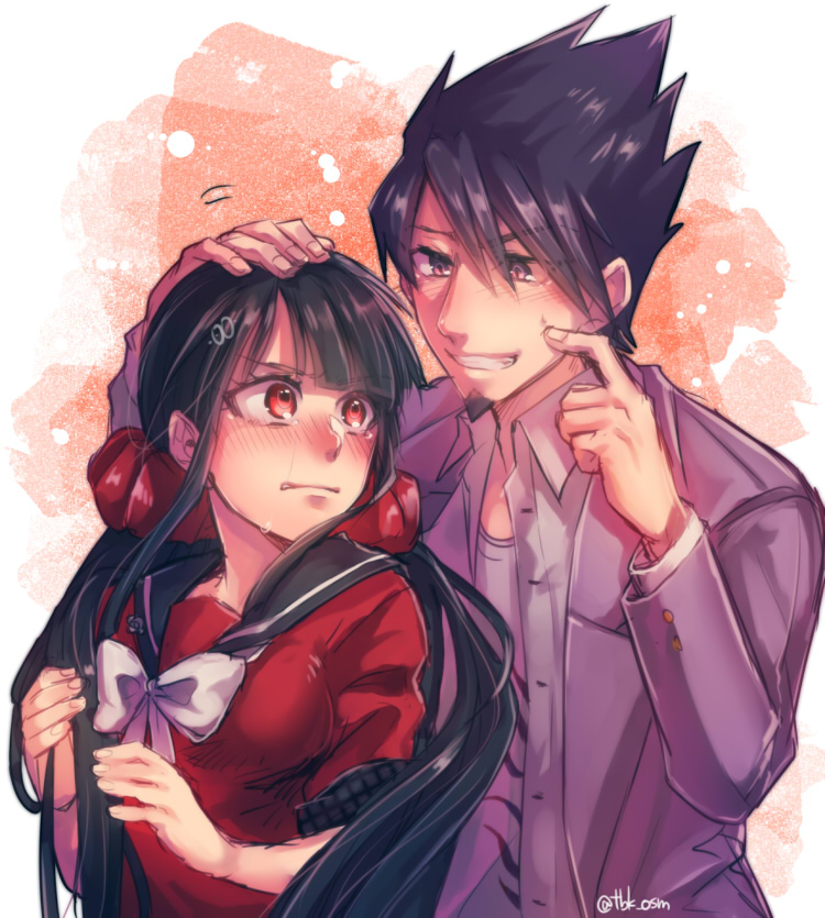 harukawa maki and momota kaito (danganronpa and 1 more) drawn by kamuinii