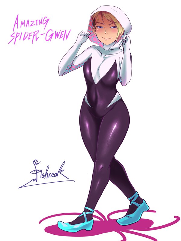 spider-gwen and gwen stacy (marvel and 3 more) drawn by fishneak