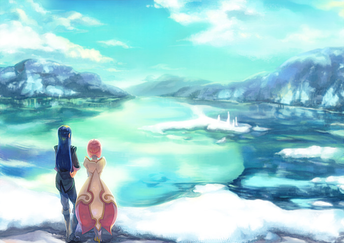 yuri lowell and estellise sidos heurassein (tales of and 1 more) drawn by pepa