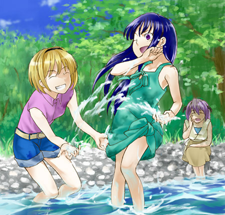 furude rika, houjou satoko, and hanyuu (higurashi no naku koro ni) drawn by sawai_fuyu