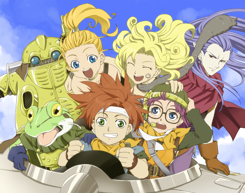 lucca ashtear, crono, marle, ayla, frog, and 3 more (tales of and 1 more) drawn by dai_ne