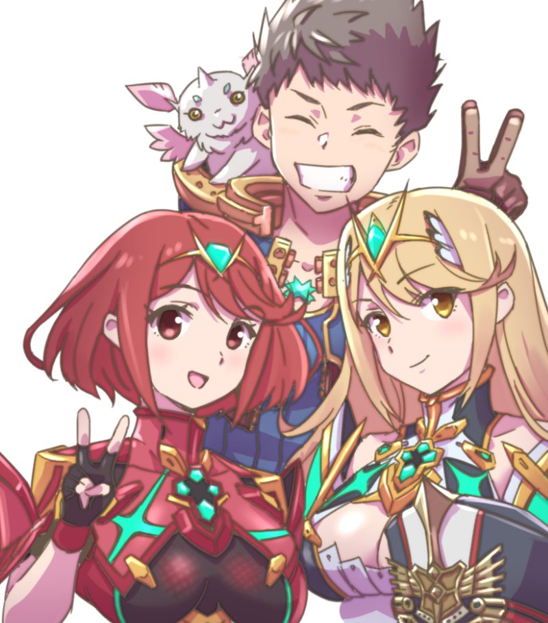pyra, mythra, rex, and morag ladair (xenoblade chronicles and 2 more) drawn by yazwo
