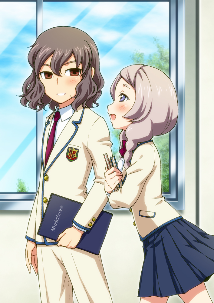 shindou takuto and yamana akane (inazuma eleven and 1 more) drawn by maron_(quintet_colors)