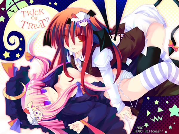 remilia scarlet, flandre scarlet, patchouli knowledge, and koakuma (touhou) drawn by ai_takurou