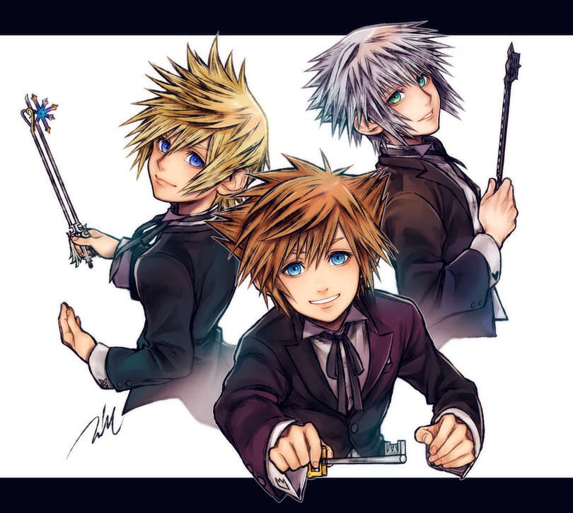 sora, roxas, and riku (kingdom hearts and 1 more) drawn by mim_(mimya0600)
