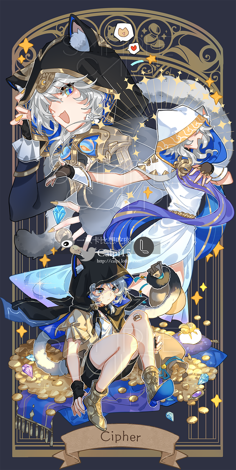 cipher (honkai and 1 more) drawn by calpi15