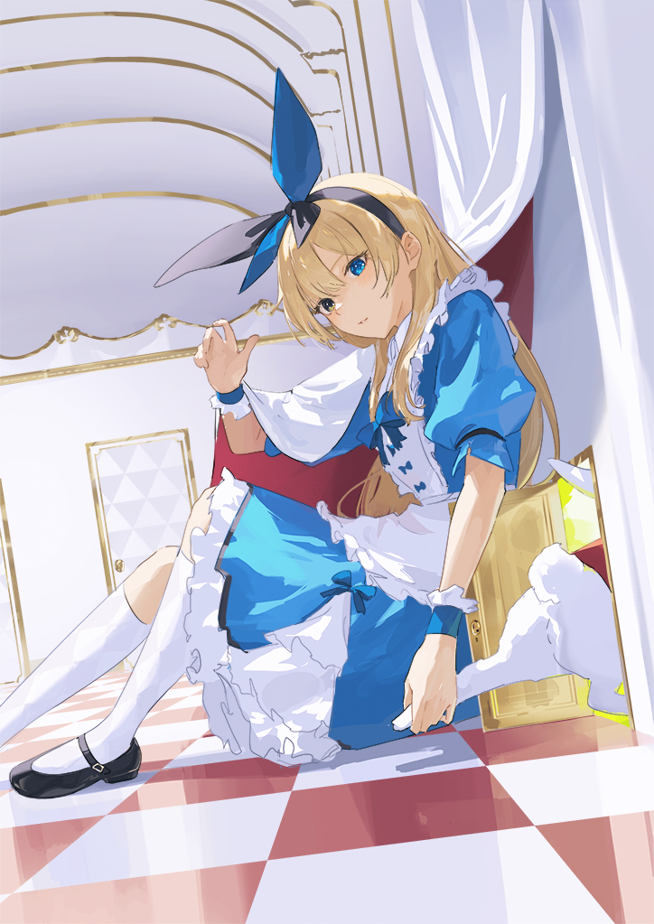 alice and white rabbit (alice's adventures in wonderland) drawn by wakuseiy