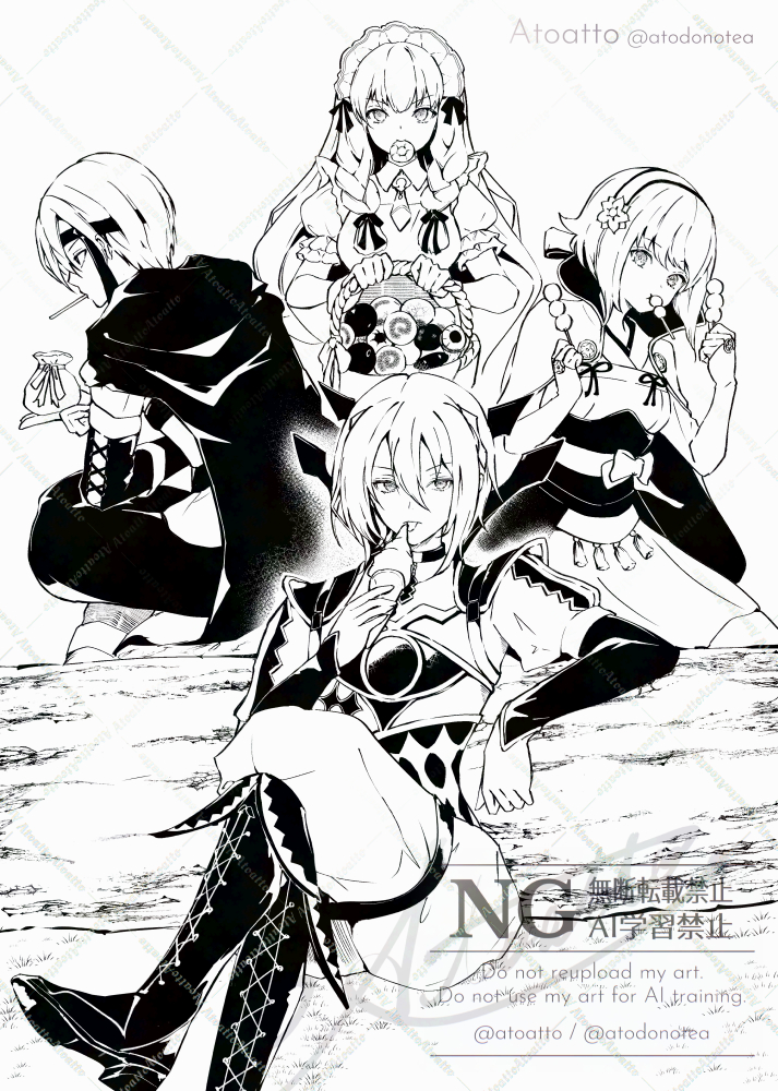 lysithea von ordelia, sakura, gaius, and rafal (fire emblem and 5 more) drawn by atoatto