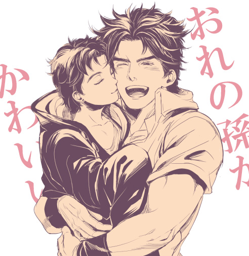 joseph joestar and kujo jotaro (jojo no kimyou na bouken and 2 more) drawn by hydroball