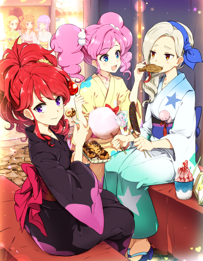 ozora akari, hikami sumire, amahane madoka, kurosawa rin, shinjo hinaki, and 1 more (aikatsu!) drawn by minatsuki_randoseru