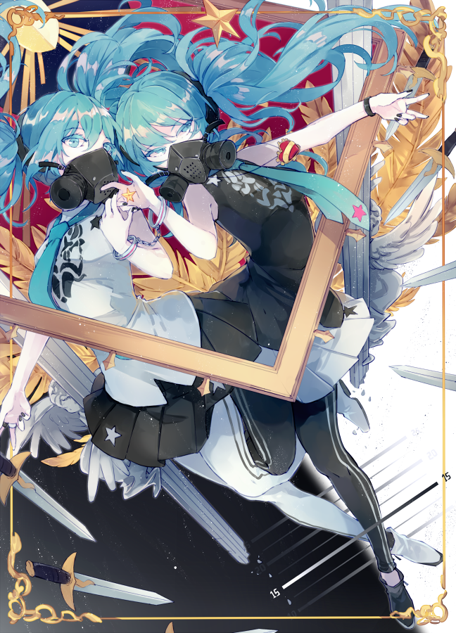 hatsune miku (vocaloid and 1 more) drawn by lyodi
