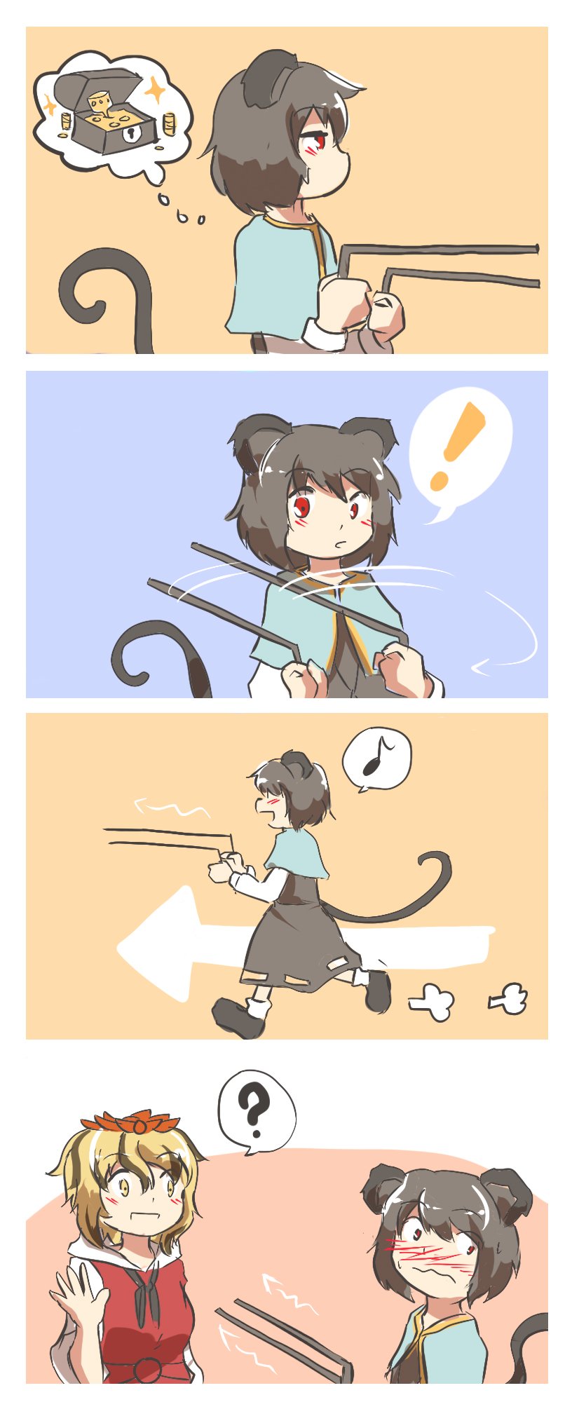 nazrin and toramaru shou (touhou) drawn by kapiten70