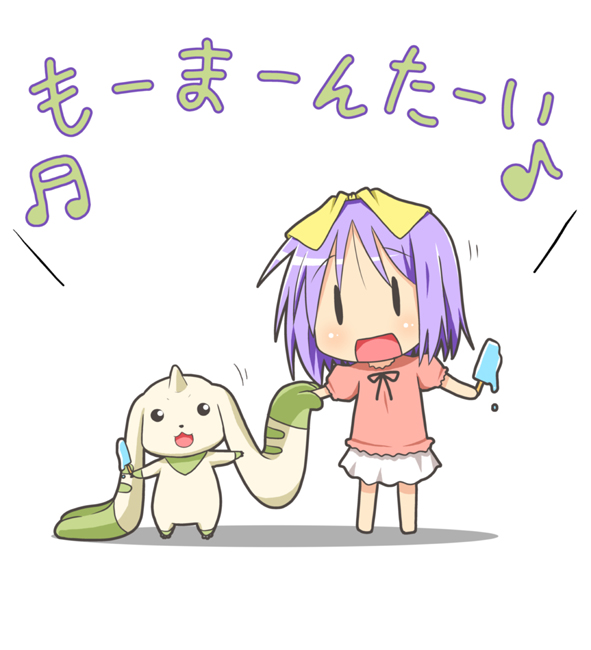 hiiragi tsukasa and terriermon (digimon and 1 more) drawn by minami_(colorful_palette)
