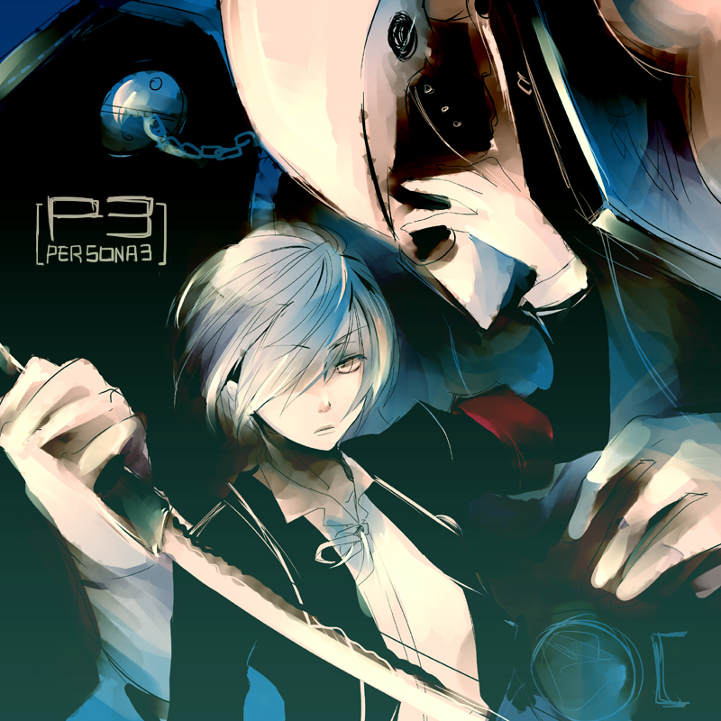 yuuki makoto and thanatos (persona and 1 more) drawn by jikei