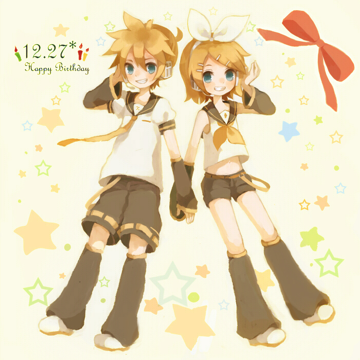 kagamine rin and kagamine len (vocaloid) drawn by mikanniro