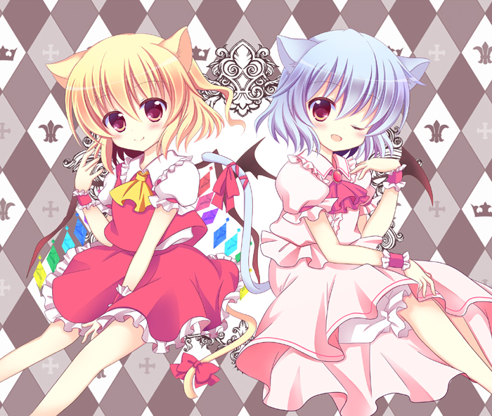 remilia scarlet and flandre scarlet (touhou) drawn by kashiwadokoro
