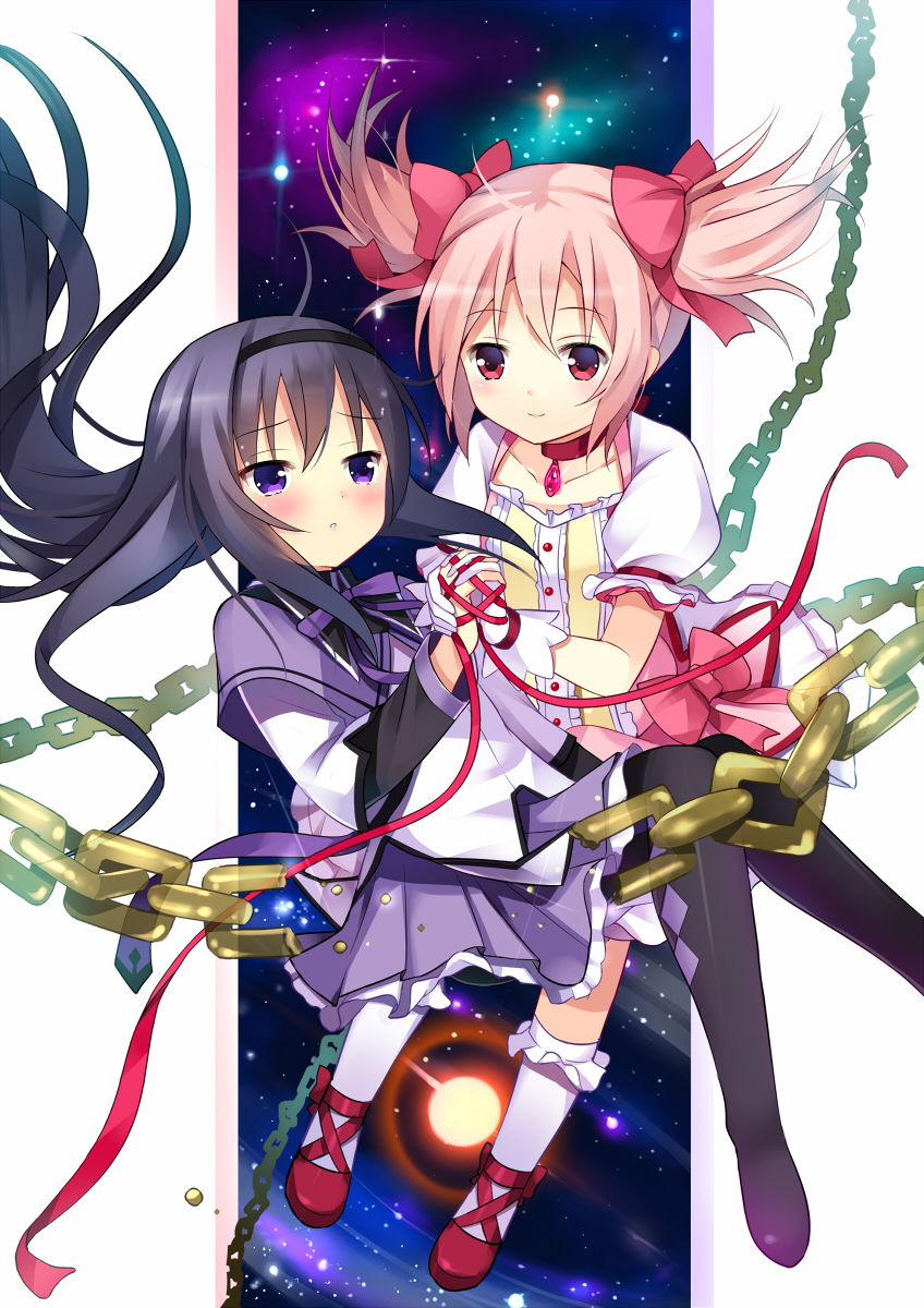 akemi homura and kaname madoka (mahou shoujo madoka magica) drawn by koi_(koisan)