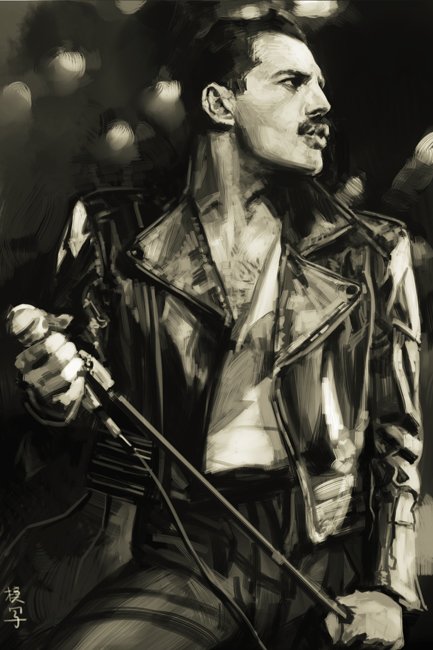 freddie mercury (real life and 1 more) drawn by hungry_clicker