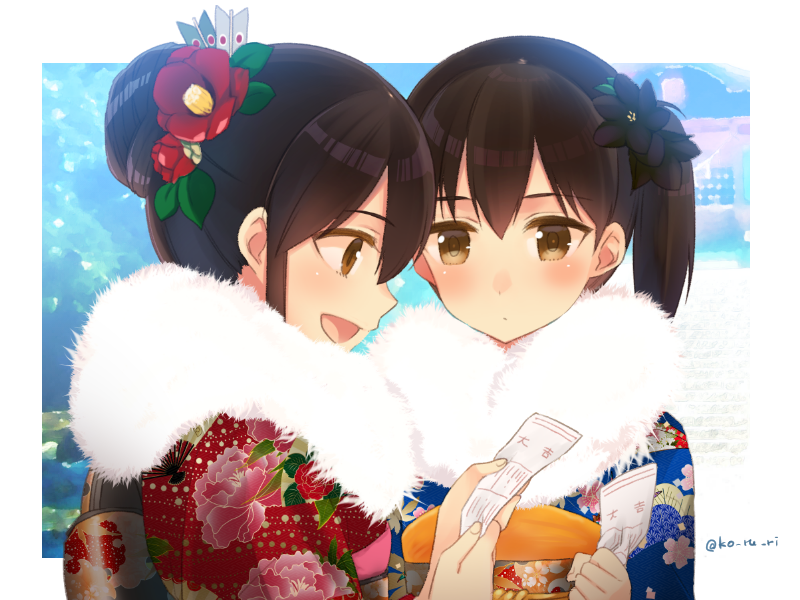 kaga and akagi (kantai collection) drawn by koruri