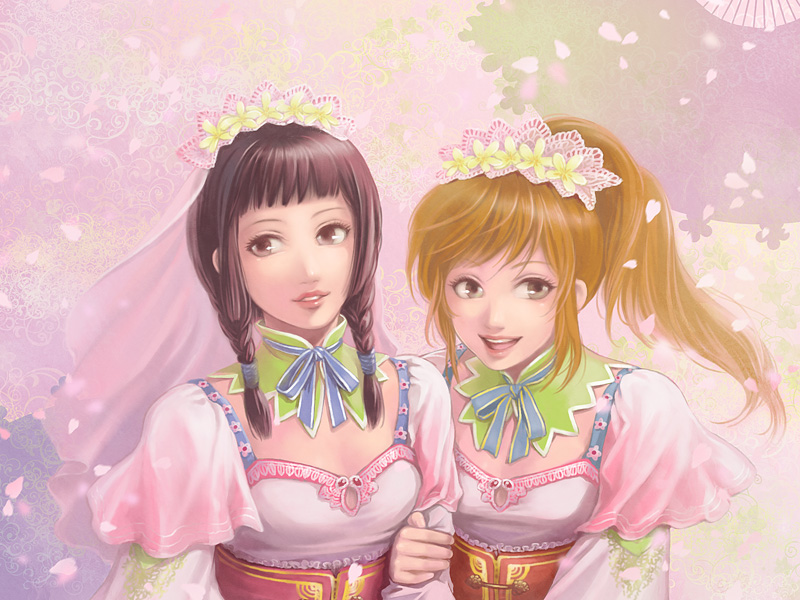 da qiao and xiao qiao (shin sangoku musou) drawn by kinoeneko