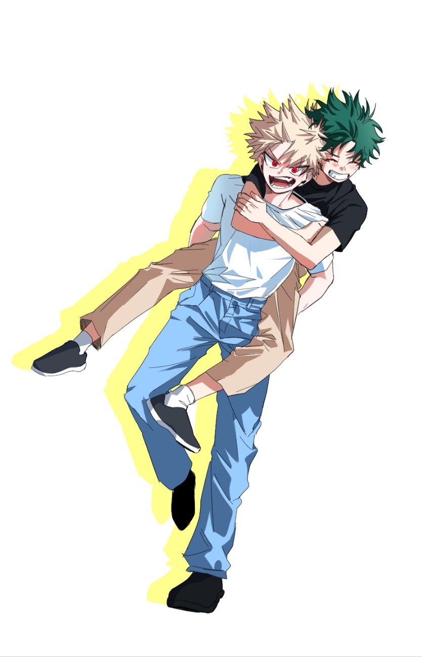 midoriya izuku and bakugou katsuki (boku no hero academia) drawn by natii11ll