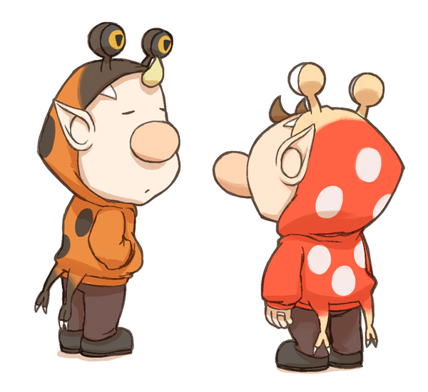 olimar, louie, bulborb, and orange bulborb (pikmin) drawn by naru_(wish_field)
