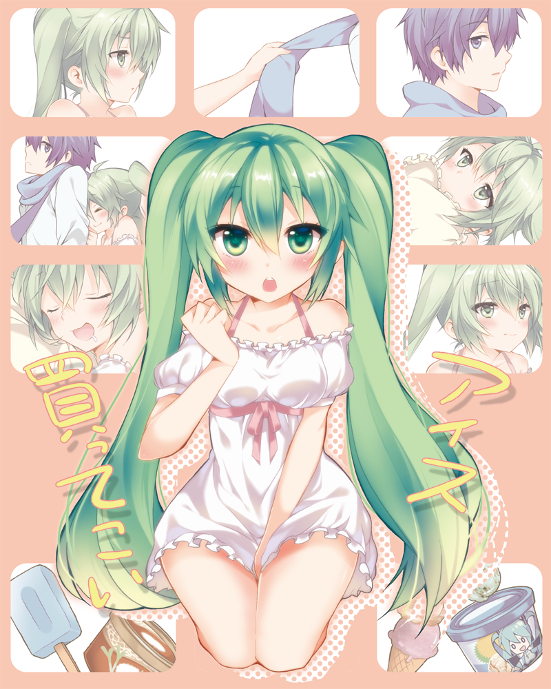 hatsune miku and kaito (vocaloid) drawn by kurisu_toshi