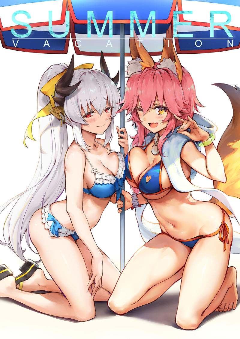 tamamo, kiyohime, and tamamo no mae (fate and 1 more) drawn by haoni