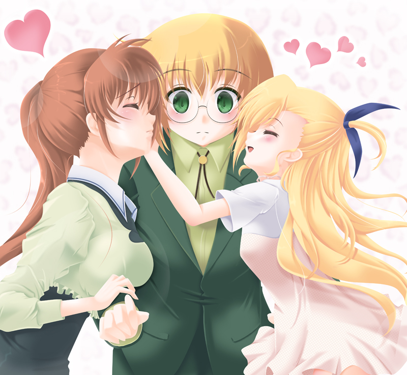 takamachi nanoha, vivio, and yuuno scrya (lyrical nanoha and 1 more) drawn by frapowa