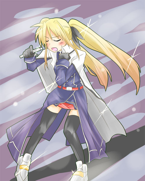 fate testarossa and bardiche (lyrical nanoha and 2 more) drawn by altorealize