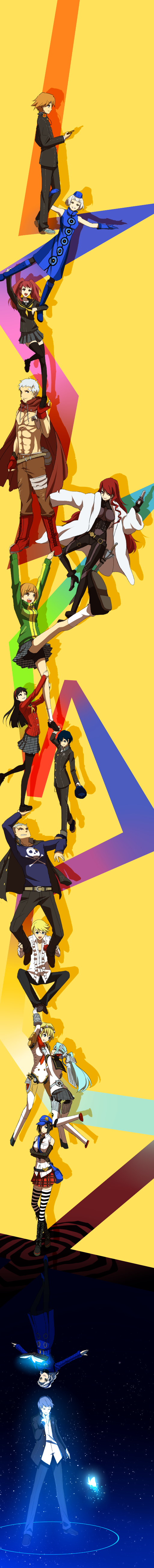 narukami yu, shirogane naoto, satonaka chie, aigis, kujikawa rise, and 9 more (persona and 5 more) drawn by furo_(harirate)