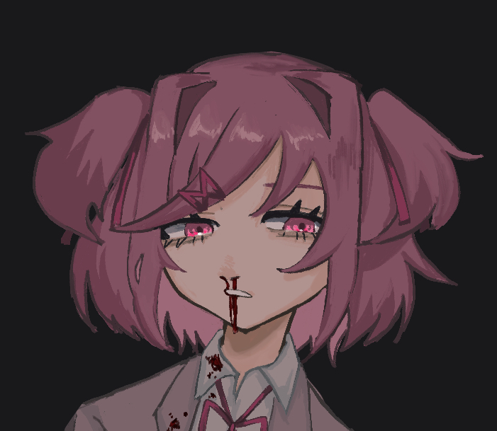 natsuki (doki doki literature club) drawn by 22_2ll