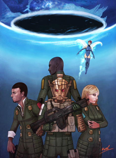 pixie, tadano hitonari, zelenin, jimenez, and commander gore (shin megami tensei and 1 more) drawn by kotaro_(kotaillust)