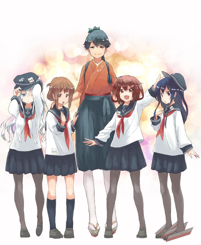 hibiki, inazuma, ikazuchi, akatsuki, houshou, and 1 more (kantai collection) drawn by matsutani