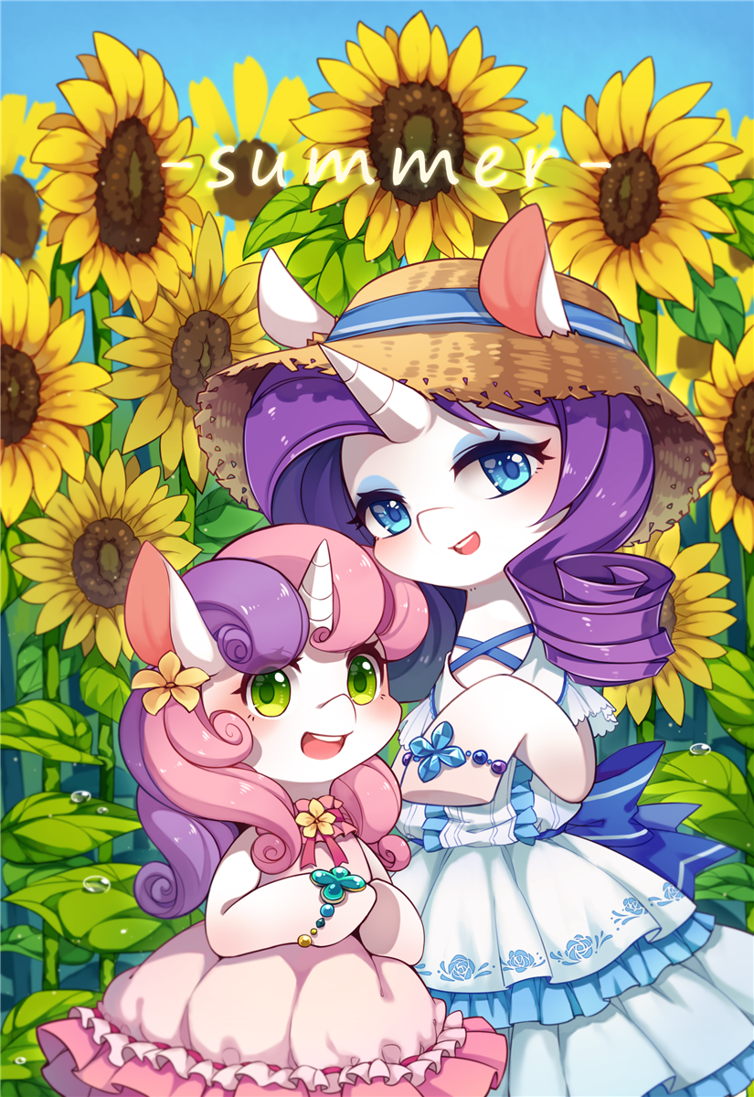 rarity and sweetie belle (my little pony and 1 more) drawn by mo_huai_mao