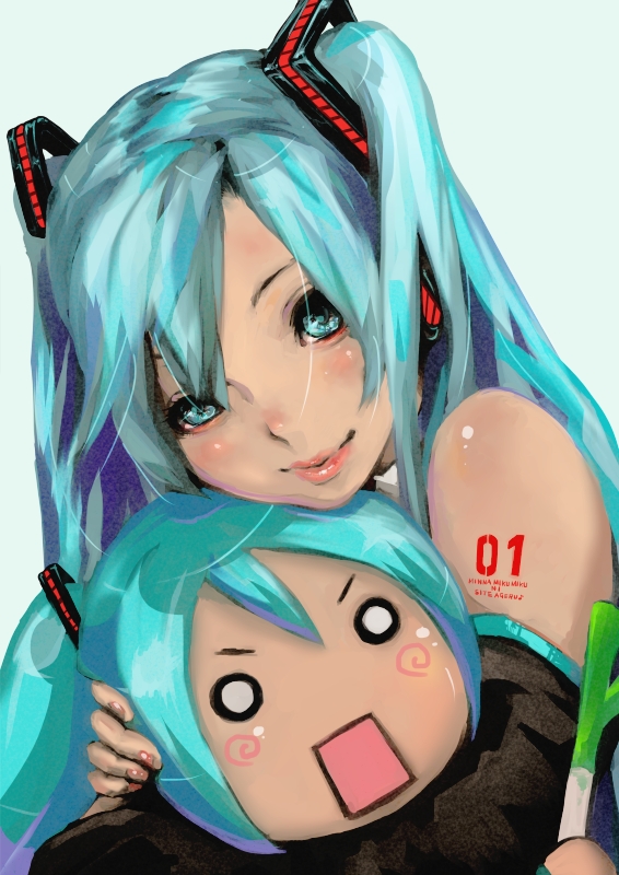 hatsune miku and hachune miku (vocaloid) drawn by 1ji45fun