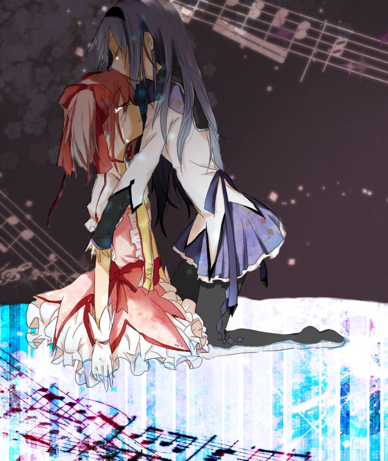 akemi homura and kaname madoka (mahou shoujo madoka magica) drawn by pia_(5pianno)