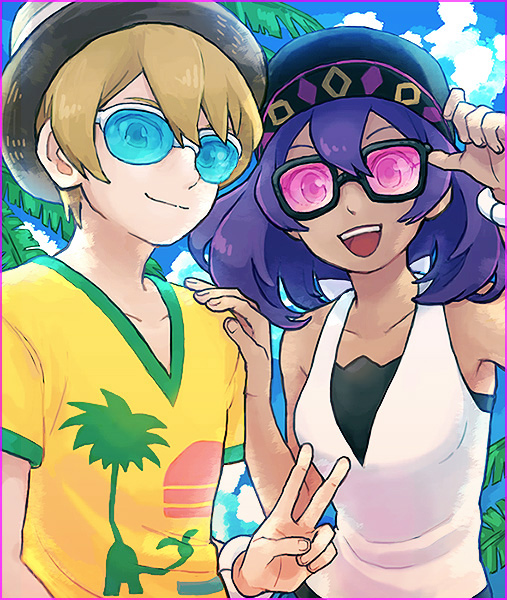 alolan exeggutor, sina, and dexio (pokemon and 1 more) drawn by ikra_(katacoly)