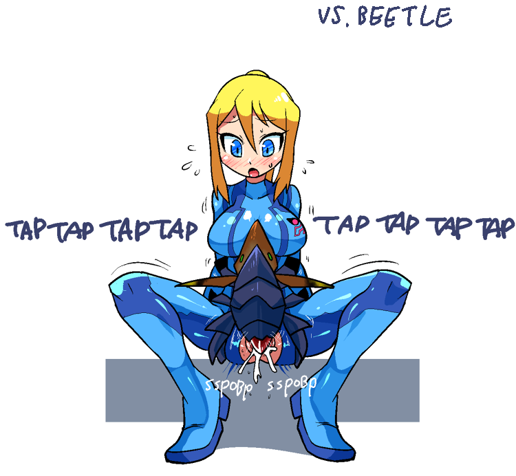 samus aran and beetle (metroid and 1 more) drawn by rariatto_(ganguri)