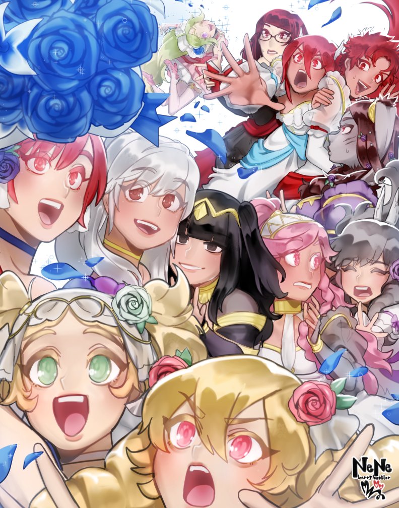 female robin, tharja, nowi, lissa, cordelia, and 7 more (fire emblem and 2 more) drawn by berryhustler