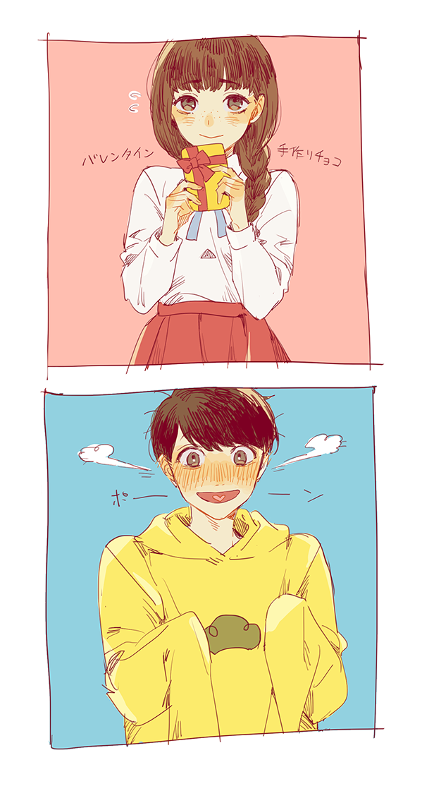 matsuno jyushimatsu and jyushimatsu's girlfriend (osomatsu and 2 more) drawn by io_(sinking=carousel)