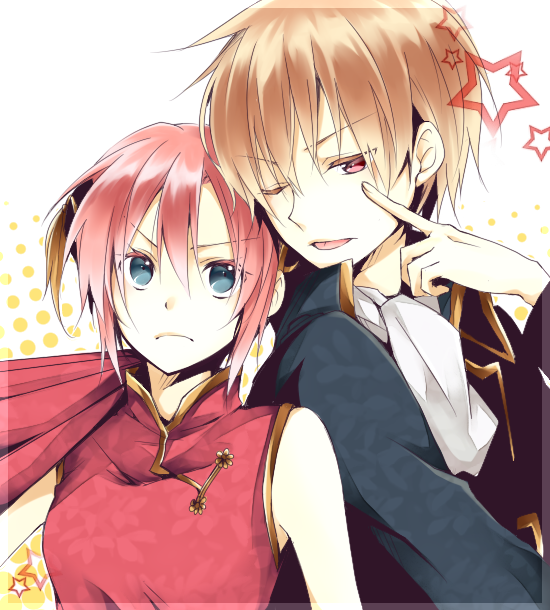 kagura and okita sougo (gintama) drawn by zeke_69